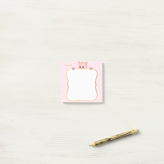 Kute afbeelding en persoonlijke tekst post-it® notes (Op bureau)