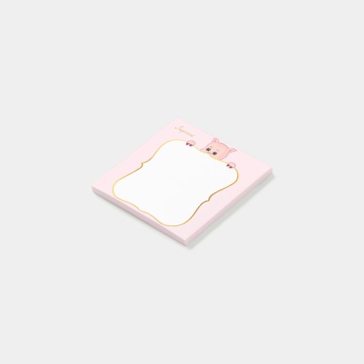 Kute afbeelding en persoonlijke tekst post-it® notes (Schuin)