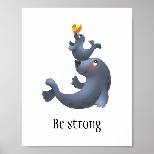 Kute afdichting "Wees sterk" poster voor baby/kind (Voorkant)