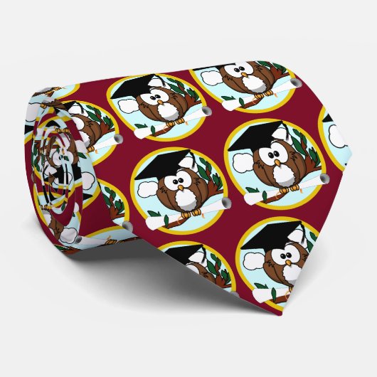 Kute Afstuderen Owl with Pet & Diploma Stropdas (Opgerold)