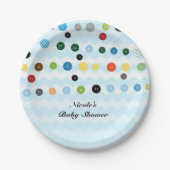 Kute als Button Blue Baby shower Party Papieren Bordje (Voorkant)