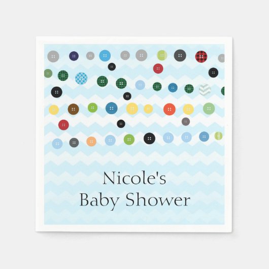 Kute als Button Blue Baby shower Party Servetten (Voorkant)