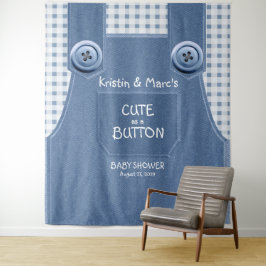Kute als Button Blue Denim Baby shower Wandkleed