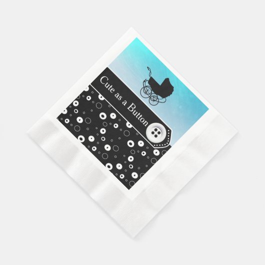 Kute als Button Blue en Black Baby shower Servet (Hoek)