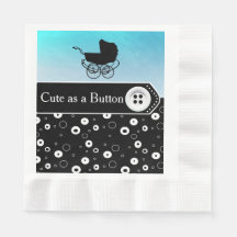 Kute als Button Blue en Black Baby shower