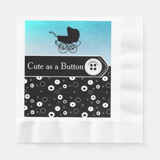 Kute als Button Blue en Black Baby shower Servet (Voorkant)