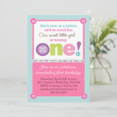 Kute als Button First Birthday (Foto) Kaart (Staand voorkant)