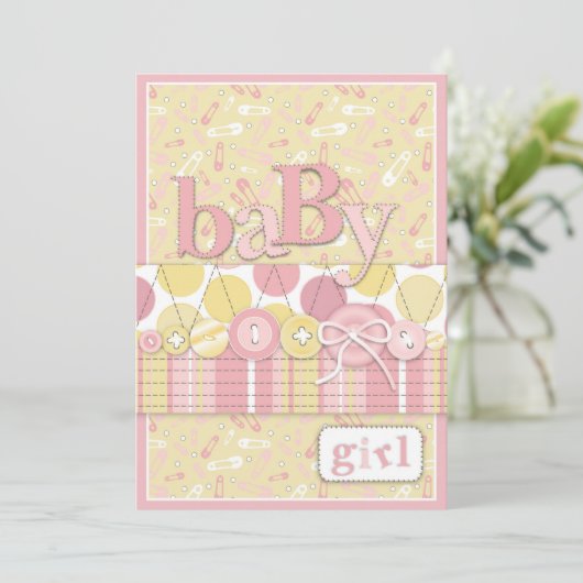 Kute als Button Girl Invitation Card Kaart (Staand voorkant)