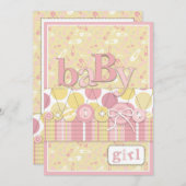 Kute als Button Girl Invitation Card Kaart (Voorkant / Achterkant)