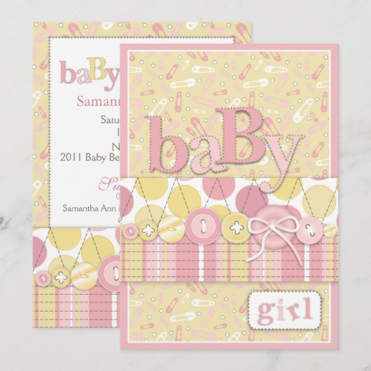 Kute als Button Girl Invitation Card Kaart (Voorkant / Achterkant)