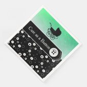 Kute als Button Groen en Zwart Baby shower Servet (Hoek)