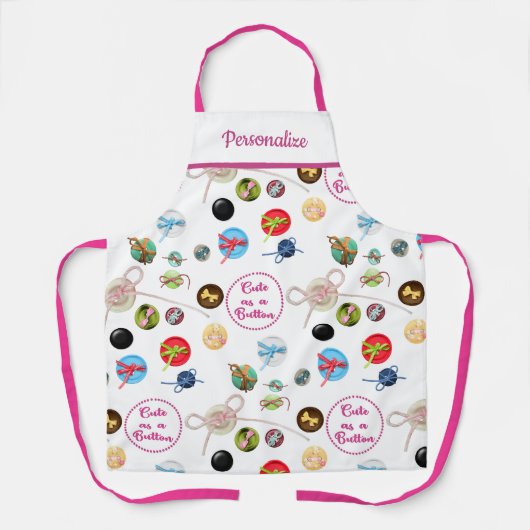 Kute als Button naaimock Buttonnen en linten Schort (Voorkant)