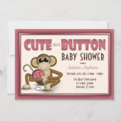 Kute als Button Roze Baby shower Uitnodiging (Voorkant)