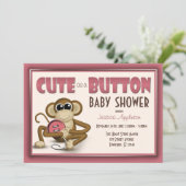 Kute als Button Roze Baby shower Uitnodiging (Staand voorkant)