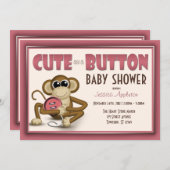 Kute als Button Roze Baby shower Uitnodiging (Voorkant / Achterkant)