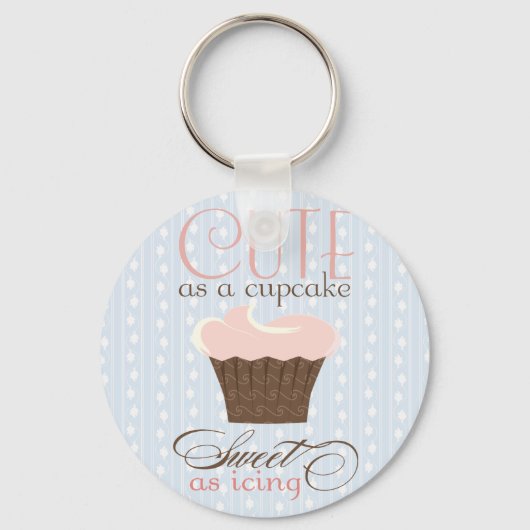 Kute als een cupcake! Roze en bruin Sleutelhanger (Voorkant)