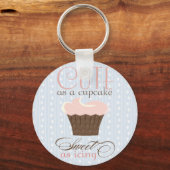 Kute als een cupcake! Roze en bruin Sleutelhanger (Voorkant)