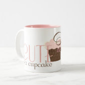 Kute als een cupcake! Roze en bruin Tweekleurige Koffiemok (Voorkant links)