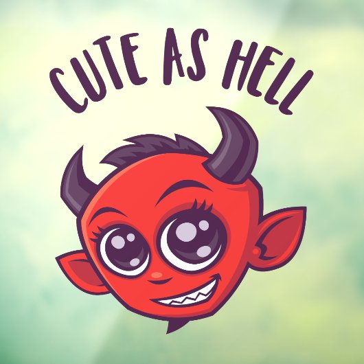 Kute als hel Devil met donkere tekst Raamsticker (Vel 3)