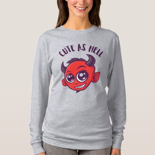 Kute als hel Devil met donkere tekst T-shirt (Voorkant)