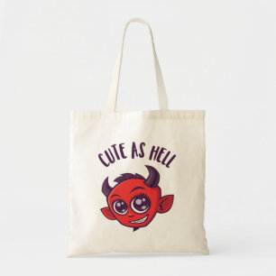 Kute als hel Devil met donkere tekst Tote Bag