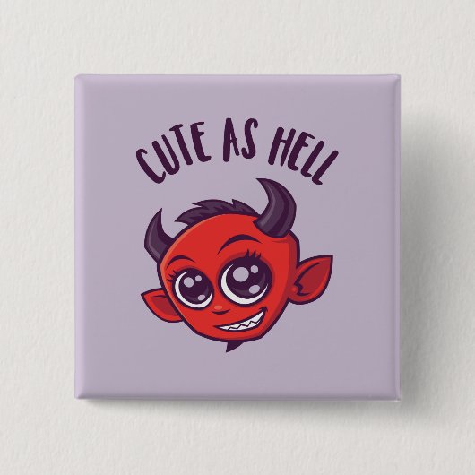 Kute als hel Devil met donkere tekst Vierkante Button 5,1 Cm (Voorkant)