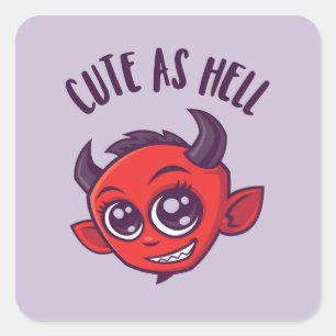 Kute als hel Devil met donkere tekst Vierkante Sticker