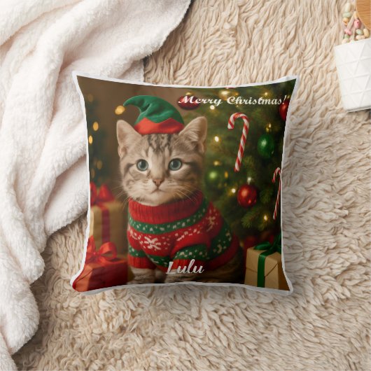 Kute Amerikaanse Korthaar Kat Kerst Personalized Kussen (Deken)