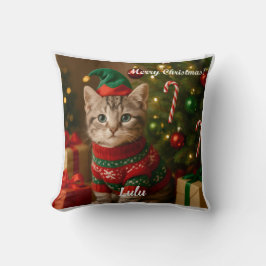 Kute Amerikaanse Korthaar Kat Kerst Personalized Kussen