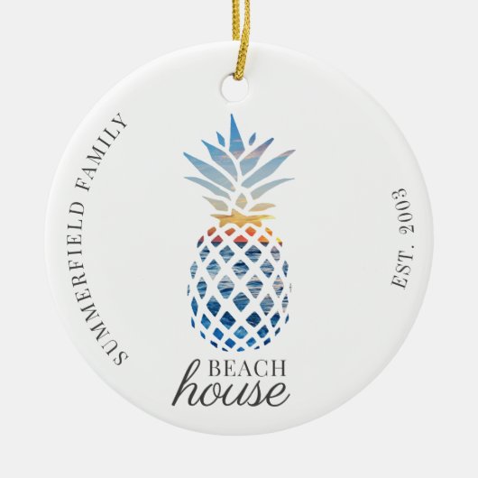 Kute anananapple Family Beach House Holiday Keramisch Ornament (Voorkant)