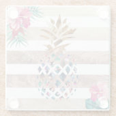 Kute ananassel gouden strips glazen onderzetter (Achterkant)