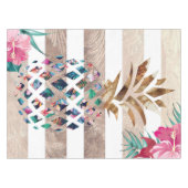 Kute ananassel gouden strips tafelkleed (Voorkant (Horizontaal))