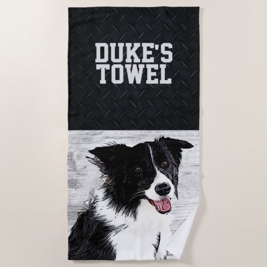 Kute Animal Border Collie Animal Name Pet Strandlaken (Voorkant)