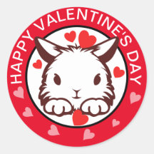 Kute Animal Bunny Heart Red Valentijnse  Sticker