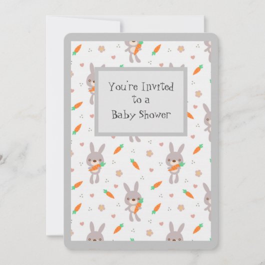 Kute Animal Bunny Schattig Generic Baby shower Kaart (Voorkant)