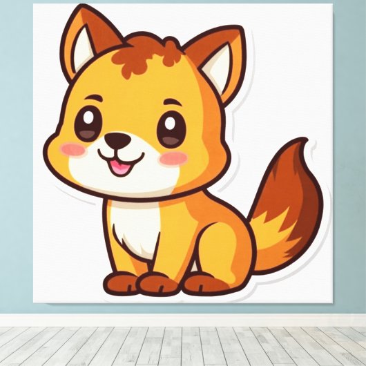 Kute Animal Canvas Afdruk (Insitu (Houten vloer))