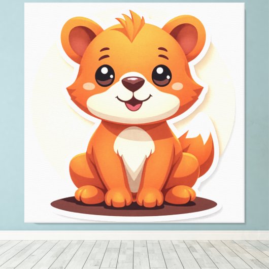 Kute Animal Canvas Afdruk (Insitu (Houten vloer))