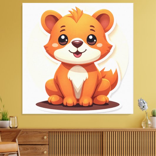 Kute Animal Canvas Afdruk (Insitu (Woonkamer))