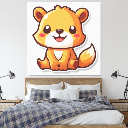 Kute Animal Canvas Afdruk (Insitu (Slaapkamer))
