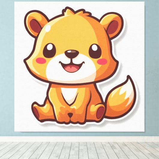 Kute Animal Canvas Afdruk (Insitu (Houten vloer))