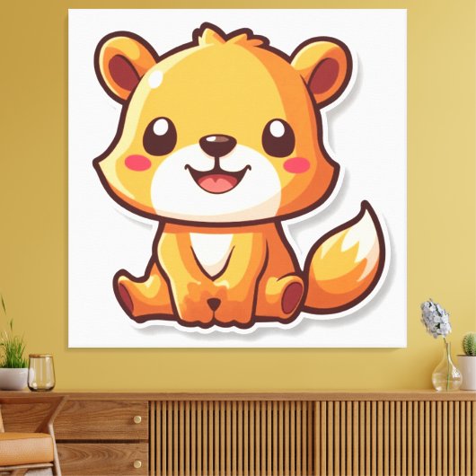 Kute Animal Canvas Afdruk (Insitu (Woonkamer))