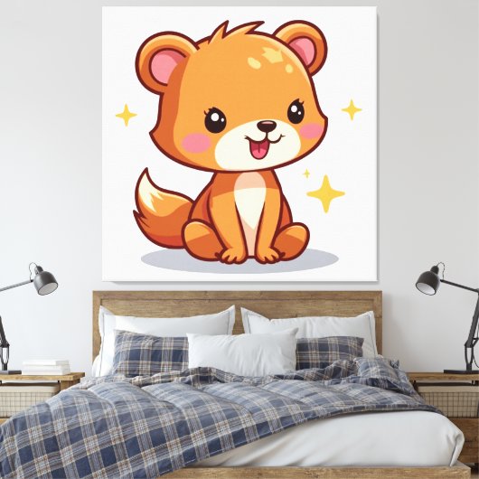 Kute Animal Canvas Afdruk (Insitu (Slaapkamer))
