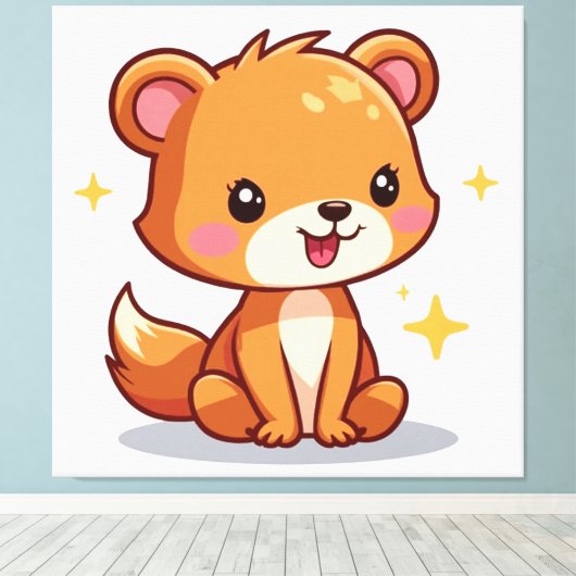 Kute Animal Canvas Afdruk (Insitu (Houten vloer))