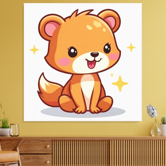 Kute Animal Canvas Afdruk (Insitu (Woonkamer))