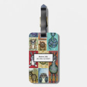 Kute Animal Collage Folk Art Design Bagagelabel (Achterkant verticaal)