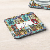 Kute Animal Collage Folk Art Design Bier Onderzetter (Linkerzijde)