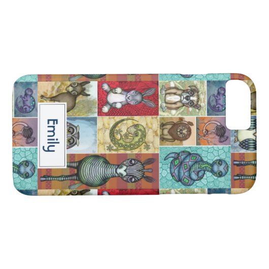 Kute Animal Collage Folk Art Design Case-Mate iPhone Case (Achterkant (Horizontaal))