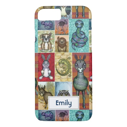 Kute Animal Collage Folk Art Design Case-Mate iPhone Case (Achterkant)