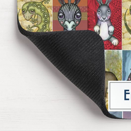 Kute Animal Collage Folk Art Design Muismat (Hoek)