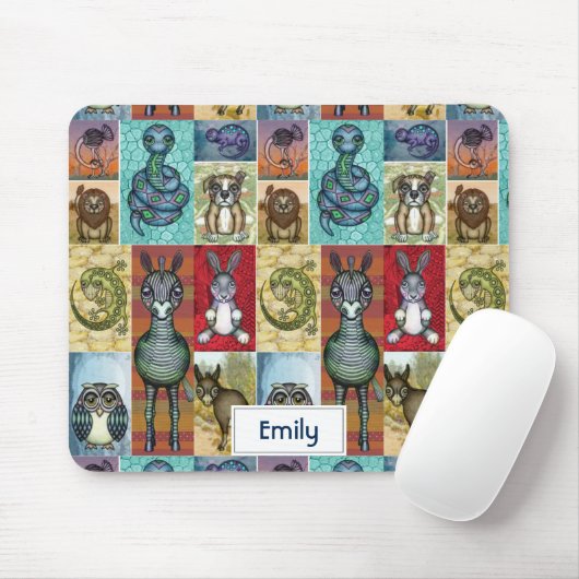 Kute Animal Collage Folk Art Design Muismat (Met muis)